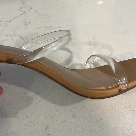 NWT - The Drop Avery Square Toe 2 Strap High Heeled Sandal - Tan / Clear - 7.5 - Picture 16 of 16